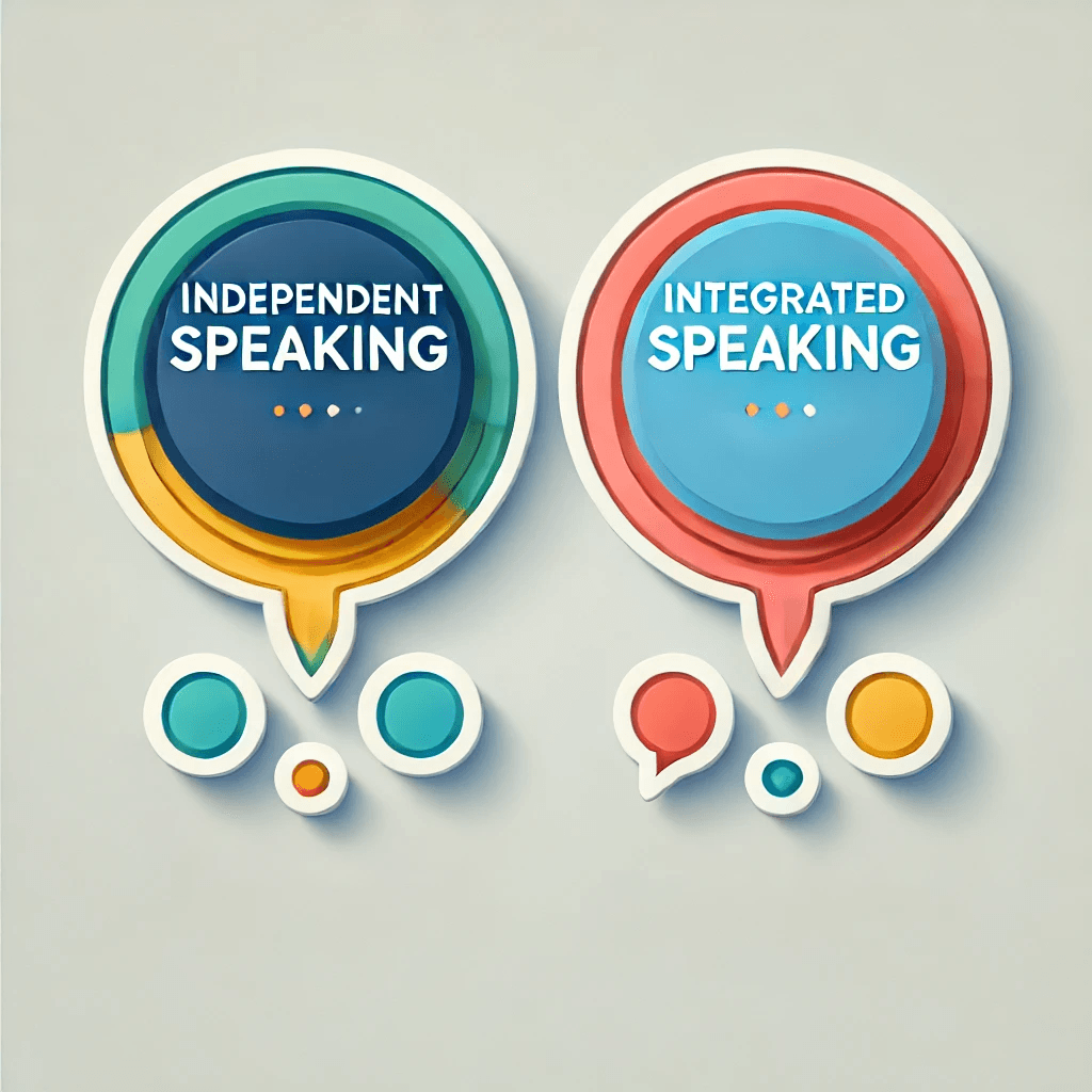 DALL·E 2025-03-01 12.29.32 - A simple, colorful infographic with two speech bubbles. One bubble contains the text __Independent Speaking__ and the other bubble contains __Integrat.png